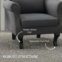 Rackhams Chesterfield-Style Accent Chair - Grey - thumbnail 6