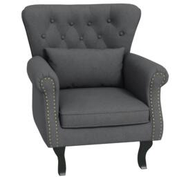 Rackhams Chesterfield-Style Accent Chair - Grey - thumbnail 1