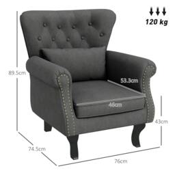 Rackhams Chesterfield-Style Accent Chair - Grey - thumbnail 3