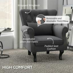 Rackhams Chesterfield-Style Accent Chair - Grey - thumbnail 5
