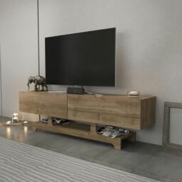 "Rackhams Tera Modern TV Stand TV Cabinet for TV's up to 72"" - Walnut" - thumbnail 6