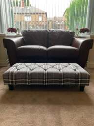 Rackhams Grey & Black Tartan Footstool – Chesterfield Ottoman Stool for Living Room UK - 30 x 20 Inches (76 x 51cm) - thumbnail 3