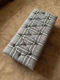 Rackhams Grey & Black Tartan Footstool – Chesterfield Ottoman Stool for Living Room UK - 30 x 20 Inches (76 x 51cm)