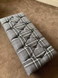 Rackhams Grey & Black Tartan Footstool – Chesterfield Ottoman Stool for Living Room UK - 30 x 20 Inches (76 x 51cm) - thumbnail 2