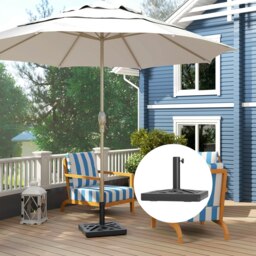 Rackhams Garden Parasol Base, 15kg HDPE Outdoor Umbrella Stand Parasol Stand with Cut-Out Design, Sun Umbrella Base for 32, 38, 48 mm Poles, Black