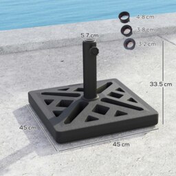Rackhams Garden Parasol Base, 15kg HDPE Outdoor Umbrella Stand Parasol Stand with Cut-Out Design, Sun Umbrella Base for 32, 38, 48 mm Poles, Black - thumbnail 5