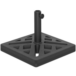 Rackhams Garden Parasol Base, 15kg HDPE Outdoor Umbrella Stand Parasol Stand with Cut-Out Design, Sun Umbrella Base for 32, 38, 48 mm Poles, Black - Black - HDPE, Metal - 45L x 45W x 33.5H cm