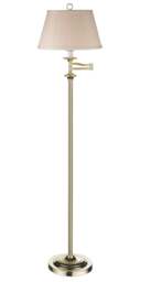 Rackhams Traditional Polished Brass Swing Arm Floor Lamp with Cream Shade