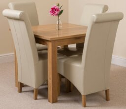 Rackhams Oslo 90 x 90cm Small Square Oak Dining Set with Montana Leather Chairs - 1 - 4 chairs - Burgundy - thumbnail 2