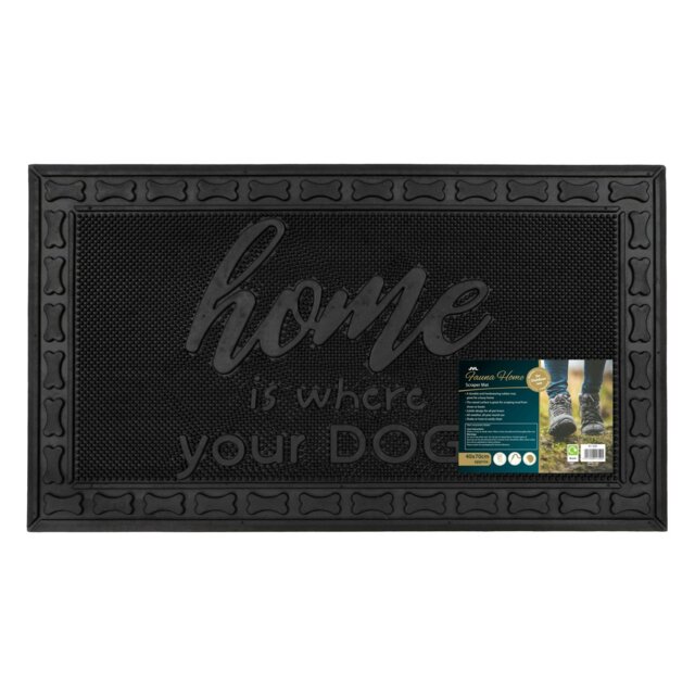 Rackhams Fauna Home Scraper Rubber Pin Doormat, 40x70cm, Black - image 1