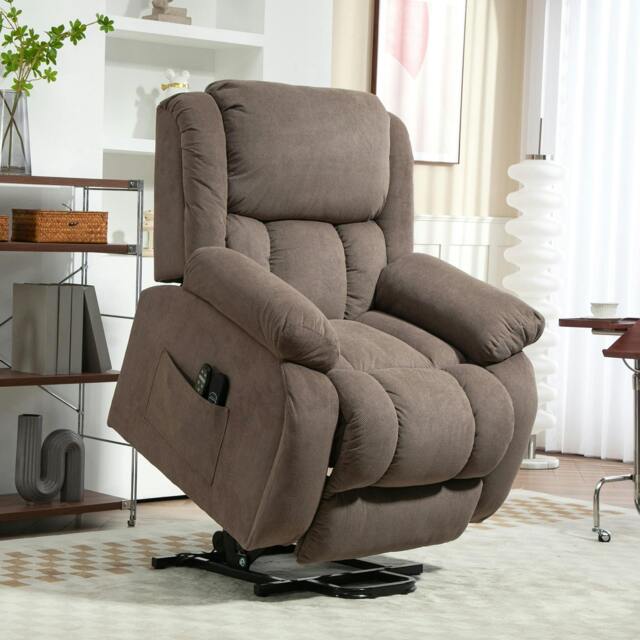 Rackhams Power Lift Recliner Chair, Reclining Chair with Massage - Light Brown - Recliner Armchair Lift Chair