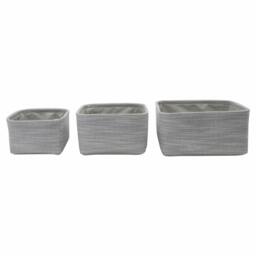Rackhams Serena Square Fabric Storage Baskets for Home Organisation, Set of 3, Light Grey - thumbnail 3