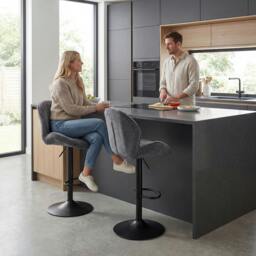 Rackhams Modern Bar Stools Set of 2, Swivel Counter Height Barstools - Grey