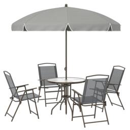 Rackhams Garden Dining Set, Patio Sets with Tempered Glass Table - 64 - Steel, polyester fabric, tempered glass - Dark grey - thumbnail 2