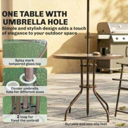 Rackhams Garden Dining Set, Patio Sets with Tempered Glass Table - 64 - Steel, polyester fabric, tempered glass - Dark grey - thumbnail 4