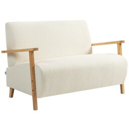 Rackhams 2 Seater Sofa, Fabric Modern Loveseat for Living Room, Cream - Cream - thumbnail 2