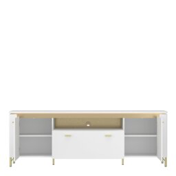 Rackhams Lazio TV Cabinet 2 Door 1 Drawer in Alpine White/White Gloss - 1 - thumbnail 2
