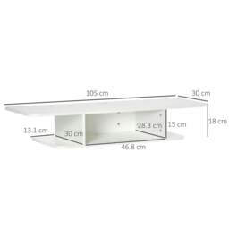 "Rackhams Floating TV Unit Stand for TVs up to 40"", Wall Mounted Media Console with Storage Shelf, Entertainment Center, White" - thumbnail 3