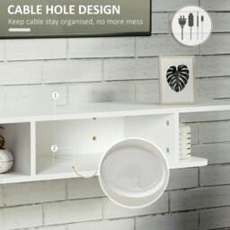 "Rackhams Floating TV Unit Stand for TVs up to 40"", Wall Mounted Media Console with Storage Shelf, Entertainment Center, White" - thumbnail 4