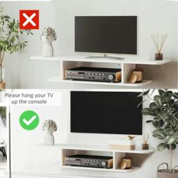 "Rackhams Floating TV Unit Stand for TVs up to 40"", Wall Mounted Media Console with Storage Shelf, Entertainment Center, White" - thumbnail 5