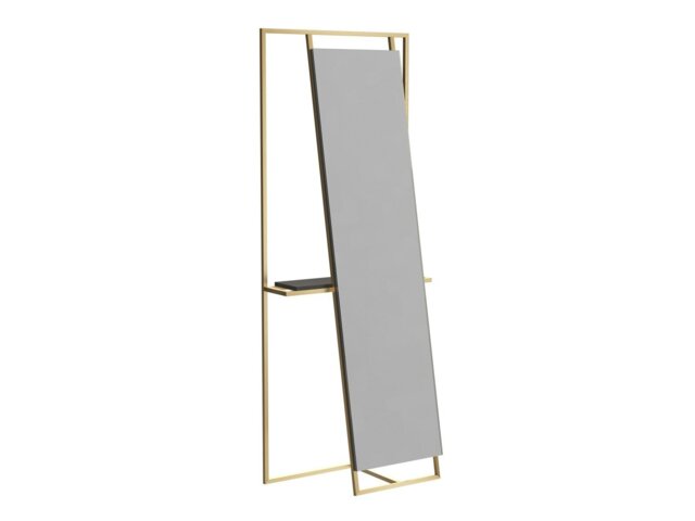 Rackhams Federico Floor Standing Mirrors - Black Stained Oak - Brushed Brass - Small - image 1