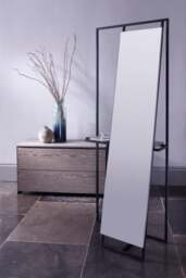 Rackhams Federico Floor Standing Mirrors - Black Stained Oak - Brushed Brass - Small - thumbnail 4