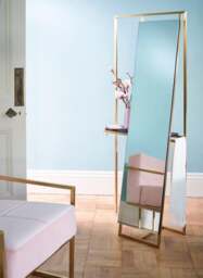 Rackhams Federico Floor Standing Mirrors - Black Stained Oak - Brushed Brass - Small - thumbnail 3