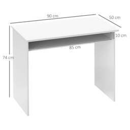 Rackhams 90 x 50cm Computer Table, Modern Home Office Desk, Small Writing Desk with Storage Shelf, High Gloss White - thumbnail 3