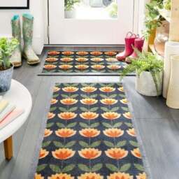 Rackhams Washable Retro Floral Mat and Runner Plant Design - 50X75 cm - thumbnail 6