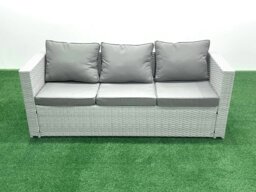 Rackhams Garden Outdoor PE Rattan Furniture Set 9 Seater Rattan Garden Sofa Set with 3 Footstools 2 Side Tables Light Grey Mixed - thumbnail 5