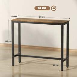 Rackhams Bar Table Coffee Table with Adjustable Footpads for Breakfast Dining - Particle board, steel - Rustic brown - 1 - thumbnail 3