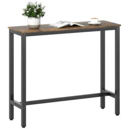 Rackhams Bar Table Coffee Table with Adjustable Footpads for Breakfast Dining - Particle board, steel - Rustic brown - 1 - thumbnail 2