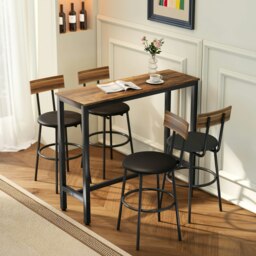 Rackhams Bar Table Coffee Table with Adjustable Footpads for Breakfast Dining - Particle board, steel - Rustic brown - 1 - thumbnail 4