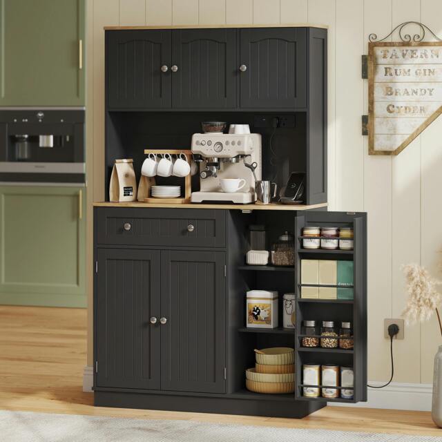 Rackhams Pantry Storage Cabinet with Adjustable Shelves and 4 Door Racks - image 1