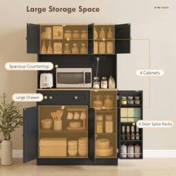 Rackhams Pantry Storage Cabinet with Adjustable Shelves and 4 Door Racks - thumbnail 4