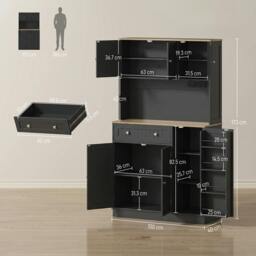 Rackhams Pantry Storage Cabinet with Adjustable Shelves and 4 Door Racks - thumbnail 3