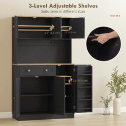 Rackhams Pantry Storage Cabinet with Adjustable Shelves and 4 Door Racks - thumbnail 5