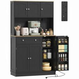 Rackhams Pantry Storage Cabinet with Adjustable Shelves and 4 Door Racks - thumbnail 2