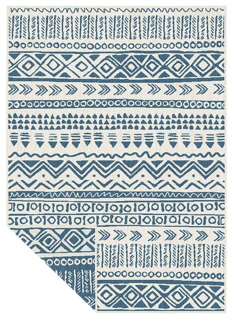 Rackhams Duo Weave Outdoor Blue Rug Aztec Design - 160X230 cm - image 1