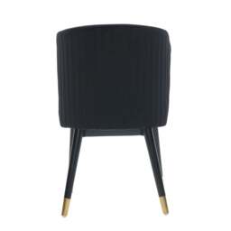 Rackhams Set of 2 Sofina Modern Velvet Dining Chairs with Tufted Back - Wooden Frame & Gold-Tipped Rubberwood Legs - Velvet - Black - Modern - thumbnail 6