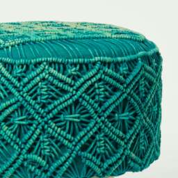 Rackhams Willow Macrame Footstool - 43 cm Tall - Yellow - thumbnail 5