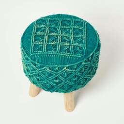 Rackhams Willow Macrame Footstool - 43 cm Tall - Yellow - thumbnail 6