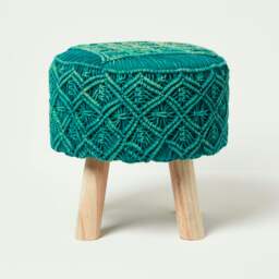 Rackhams Willow Macrame Footstool - 43 cm Tall - Yellow - thumbnail 2