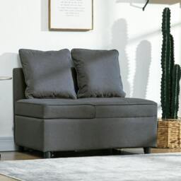 Rackhams Convertible Single Sofa Bed with Thick Padded Seat, 3-in-1 Multi-Functional Sleeper Chair Bed with Magazine Pocket, for Living Room, Grey - thumbnail 2