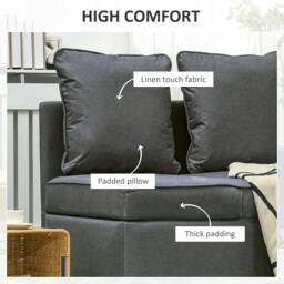Rackhams Convertible Single Sofa Bed with Thick Padded Seat, 3-in-1 Multi-Functional Sleeper Chair Bed with Magazine Pocket, for Living Room, Grey - thumbnail 6