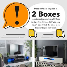 Rackhams Modern Black 200cm Matt Gloss TV Stand Cabinet Suitable for 55-80 Inch TV's - Black - 40cm - 36.5cm
