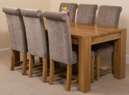 Rackhams Kuba Large Oak Dining Table with Washington Fabric Chairs - 8 chairs - Grey - thumbnail 2