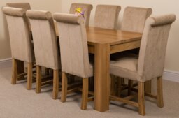 Rackhams Kuba Large Oak Dining Table with Washington Fabric Chairs - 8 chairs - Grey - thumbnail 5