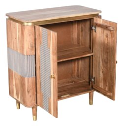 Rackhams Alaina Acacia Wood 2 Doors Sideboard - Lacquered - Wood - 1 - thumbnail 3