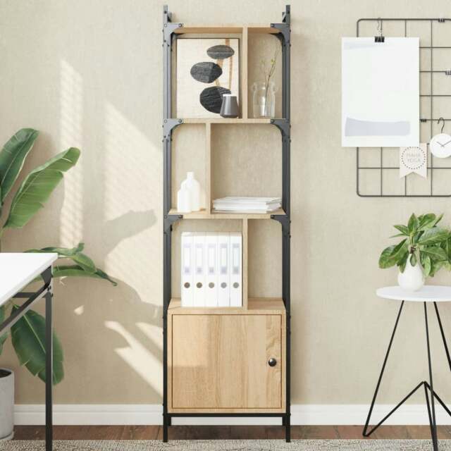 Rackhams Bookcase with Door Sonoma Oak 44.5x30x154.5 cm Engineered Wood - Brown - Engineered wood, steel - image 1